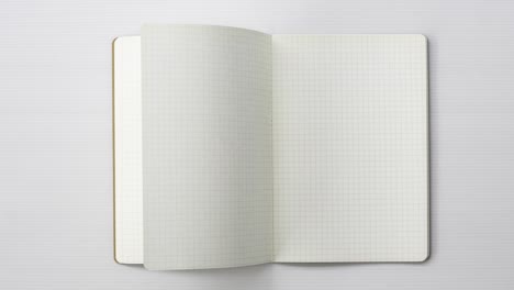 4k-stop motion graph book animation open blank page for writing on white background.