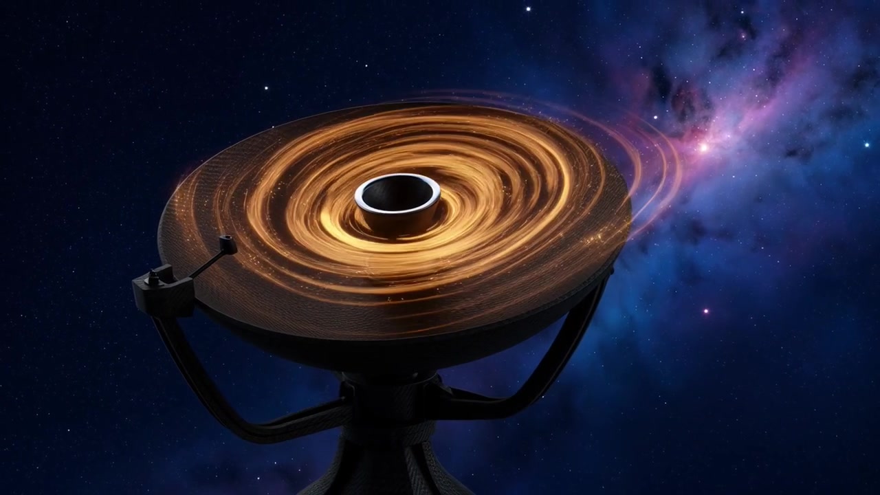 Futuristic Satellite Dish Receiving Cosmic Energy in Space