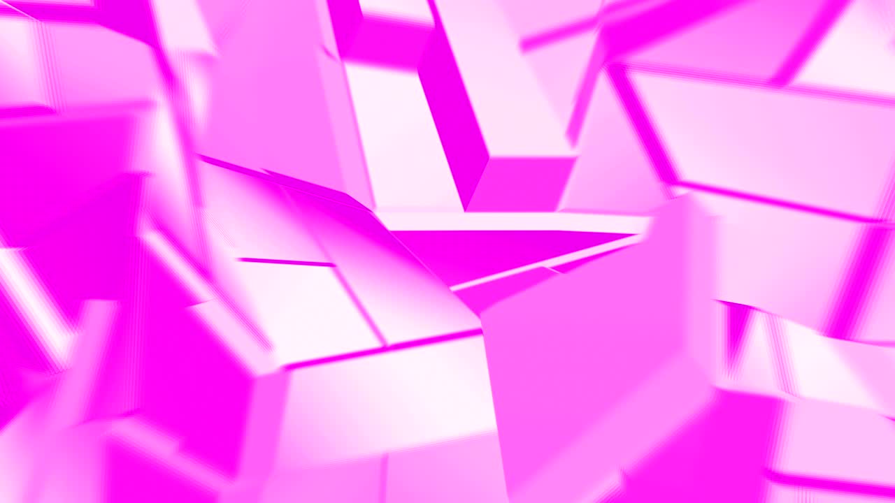 las formas rotas poligonales abstractas rosadas fluctúan en un bucle sin costuras. animación 3d.