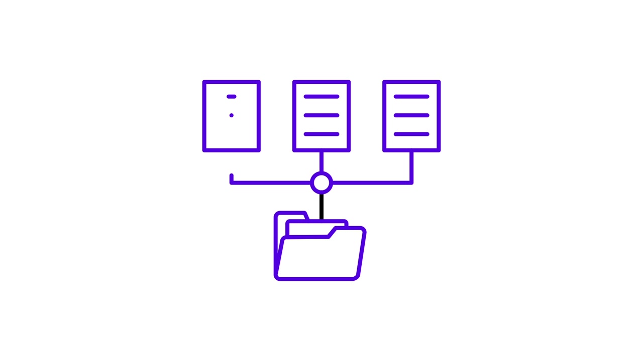 Animated Line Icon of Folder Connecting to Multiple Documents