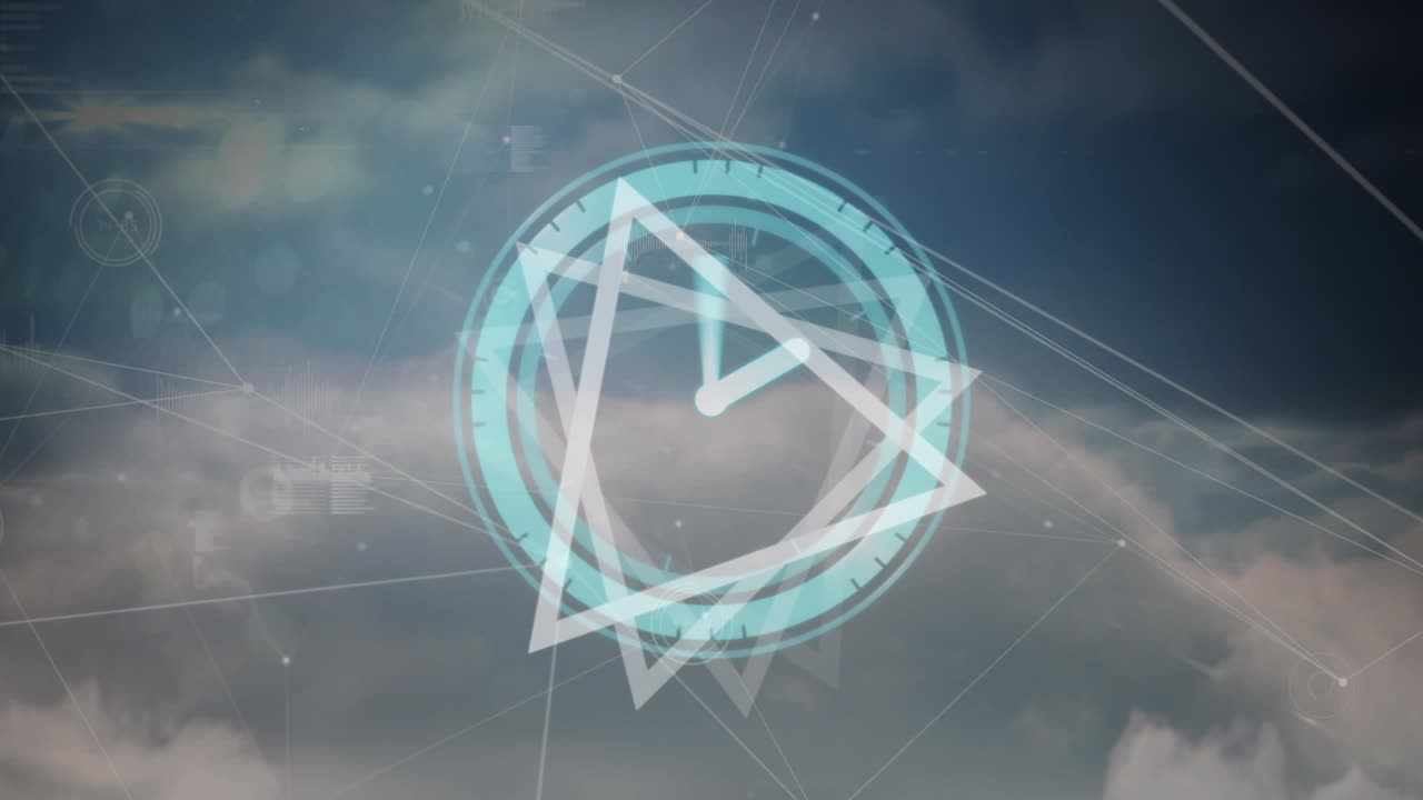 삼각형, 시계 및 연결 네트워크의 애니메이션