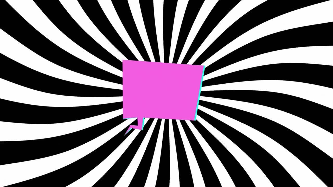 검은색과  ⁇ 색 줄무 ⁇  배경 위에 분홍색 그래픽의 애니메이션