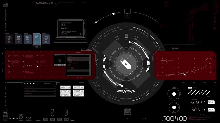 Animated Digital HUD Displaying Technology Data and Elements
