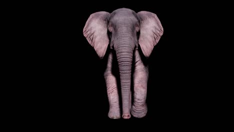 large elephant running on the ground on an isolated background with alpha channel. seamless loop animation for animals, nature and educational backgrounds.