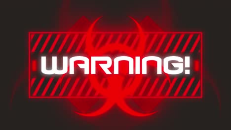 animation of warning text over black background