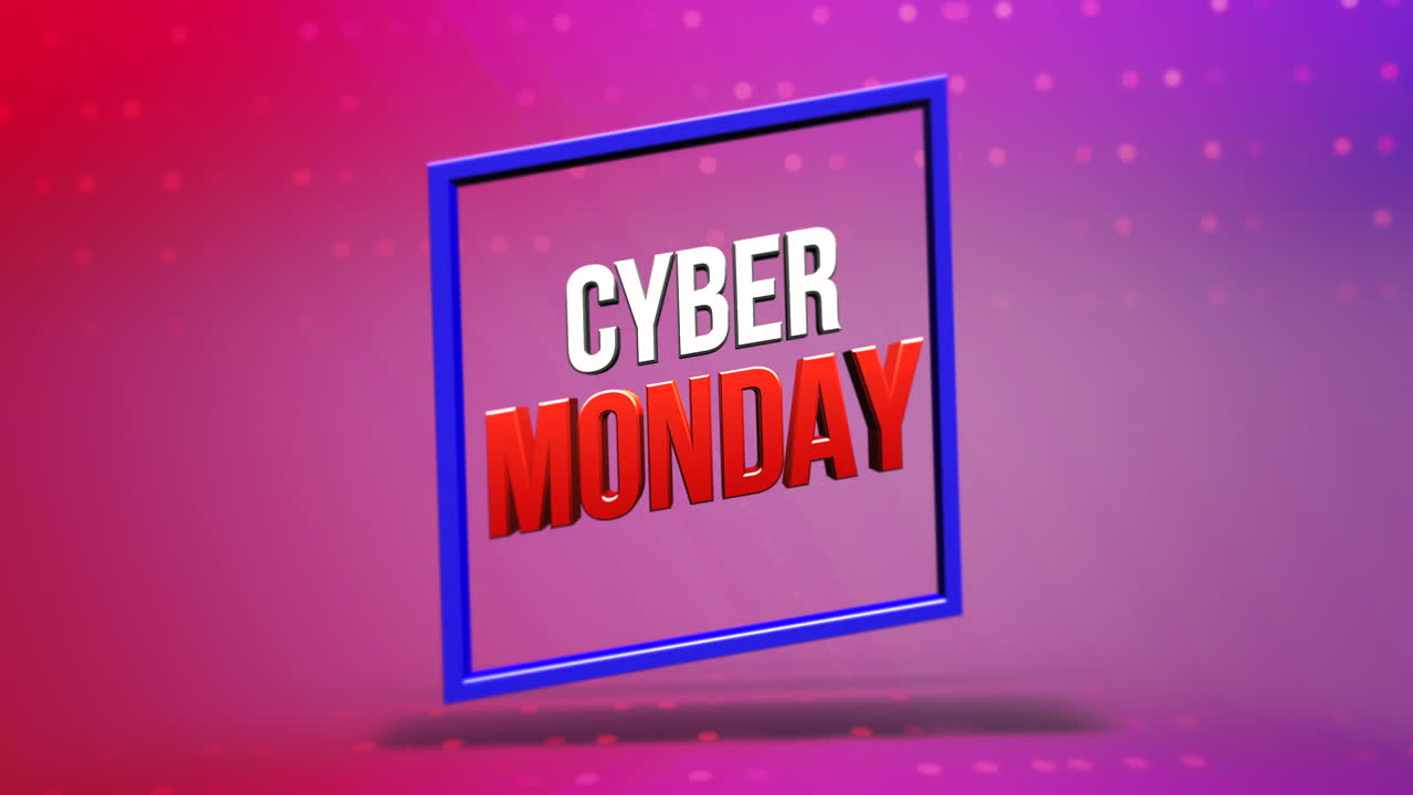 Cyber Monday text on pink geometric pattern with gradient dots