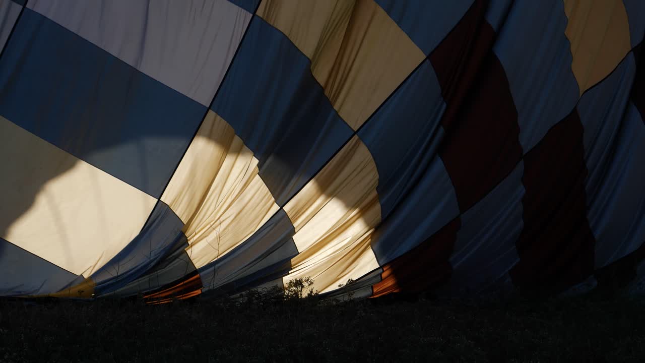 Close-up of a Hot Air Balloon Fabric with Light and Shadow