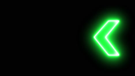 green neon chevron arrows pointing left