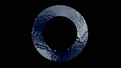 seamless loop rotating ring with rippled water surface texture on black background