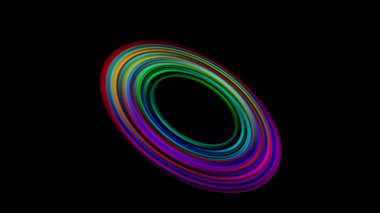 검은색 배경에서 다채로운 프랙탈 광선의 나선형 회전.
