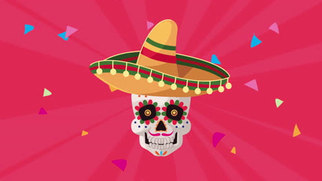 day of the dead sugar skull with sombrero