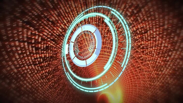 Animation of scope scanning over orange digital tunnel