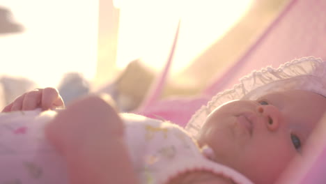 baby girl in bassinet summer outing