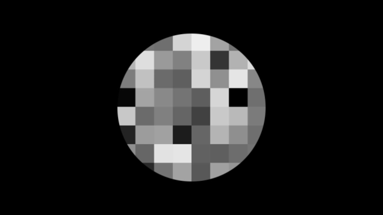 Flickering Grayscale Pixel Circle on Black Background
