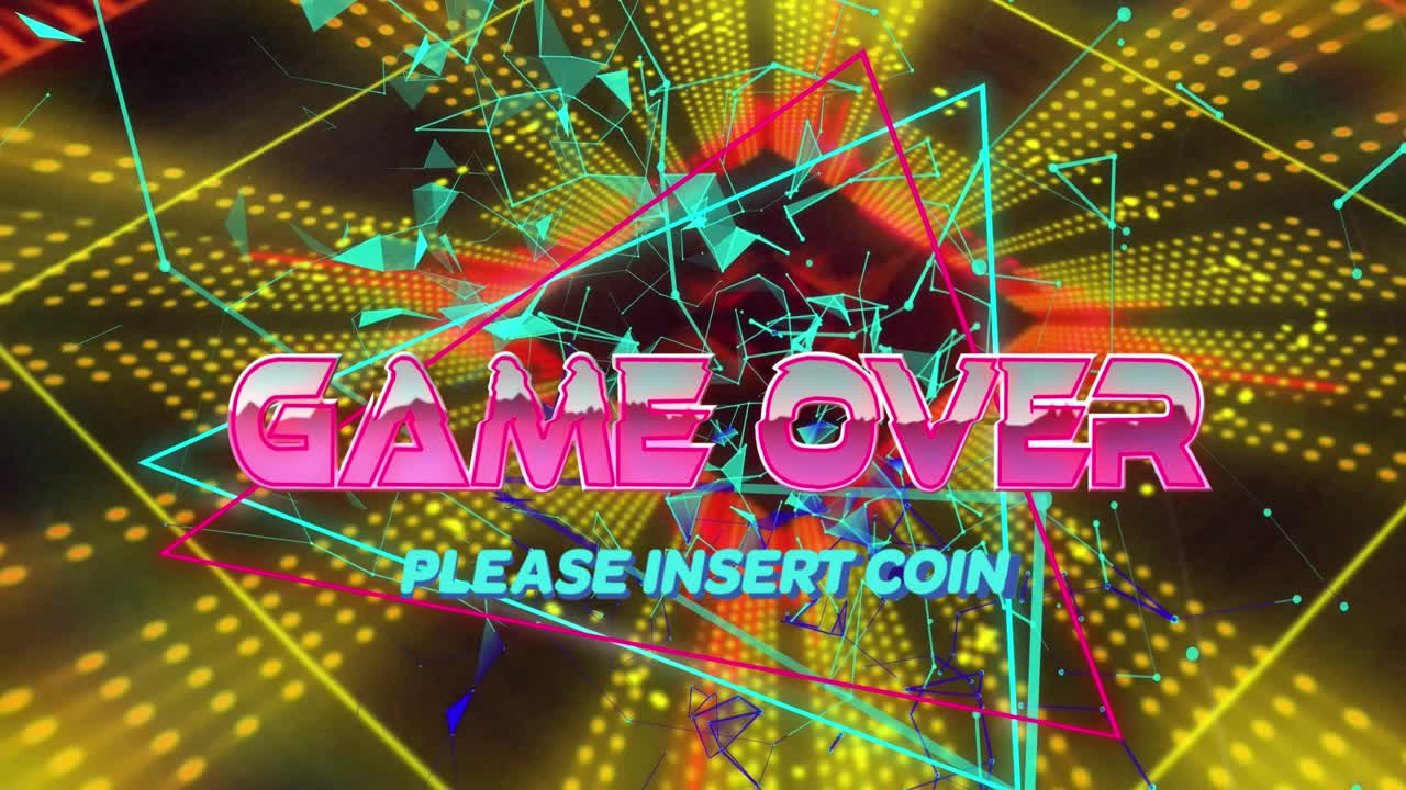 Animazione della scritta "game over" su un tunnel digitale