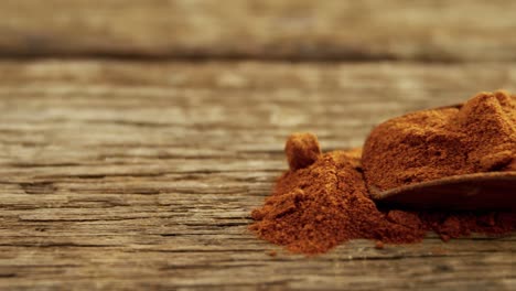 spice powder in wooden scoop 4k