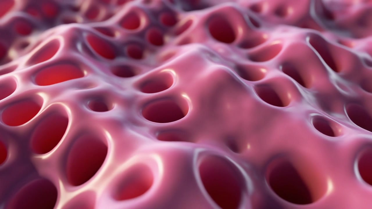 Abstract Pink Organic Surface with Pulsing Holes