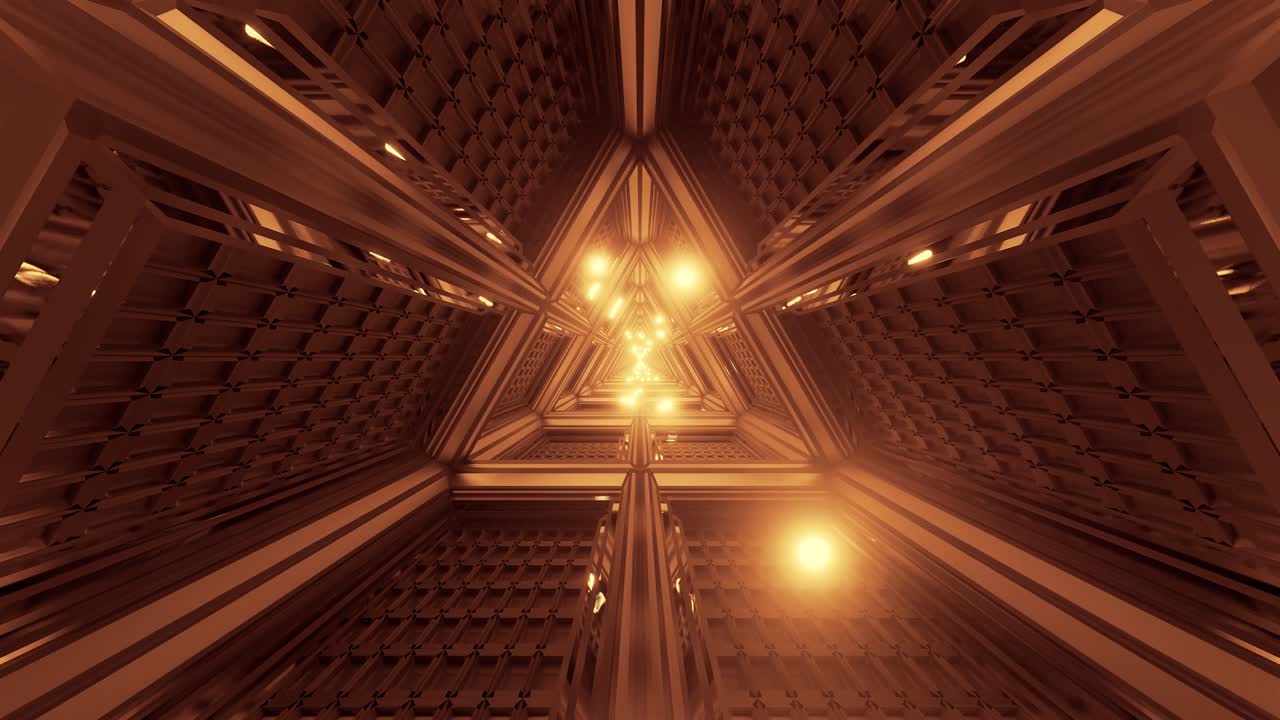 반이는 구, 입자가 삼각형 우주 터널 통로를 날아다닙니다.