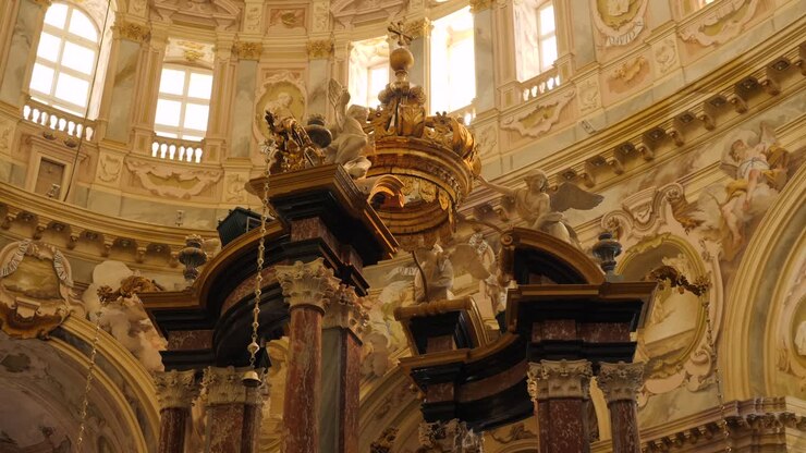 La cupola barocca monumentale del Santuario Basilica Regina Montis Regalis a Vicoforte, Italia