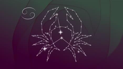 animation of cancer star sign with glowing stars