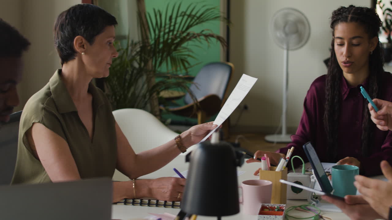 Diverse Team Collaborating in an Office Meeting