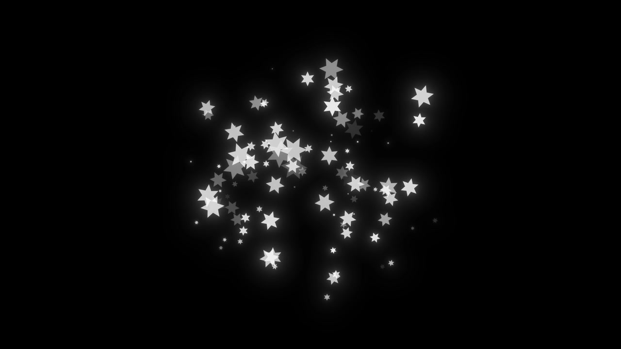Animated White Glowing Stars Expanding and Fading on Black Background