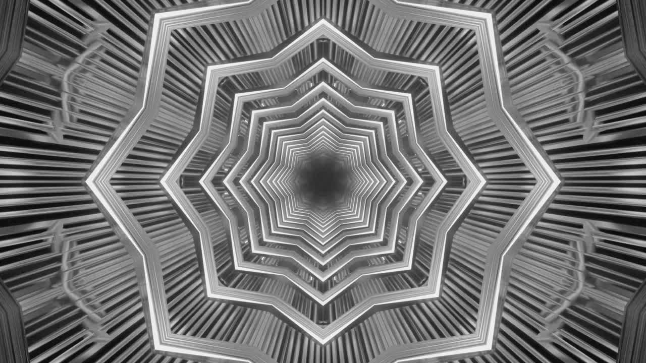 A steel like silver tunnel of star structures