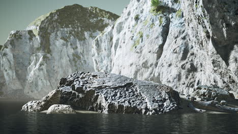 Acantilados-De-Piedra-Y-Arena-Broun-En-La-Costa-Del-Océano