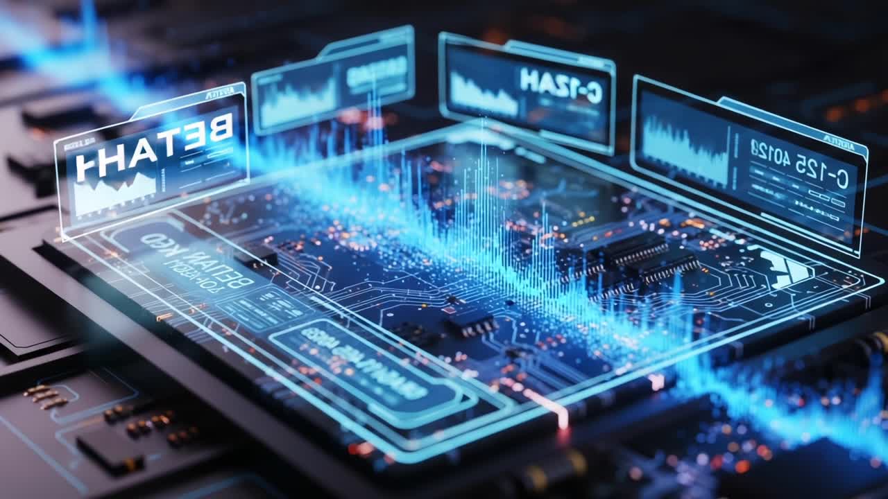 Exploring Advanced Circuitry: A Visual Journey Through Dynamic Data Flow and Electronic Components in a High-Tech Digital Environment