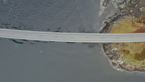 top view of storseisund bridge, part of the atlantic ocean road in western norway