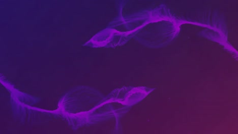 Animation-of-multiple-white-strokes-spinning-on-seamless-loop-over-purple-light-trails