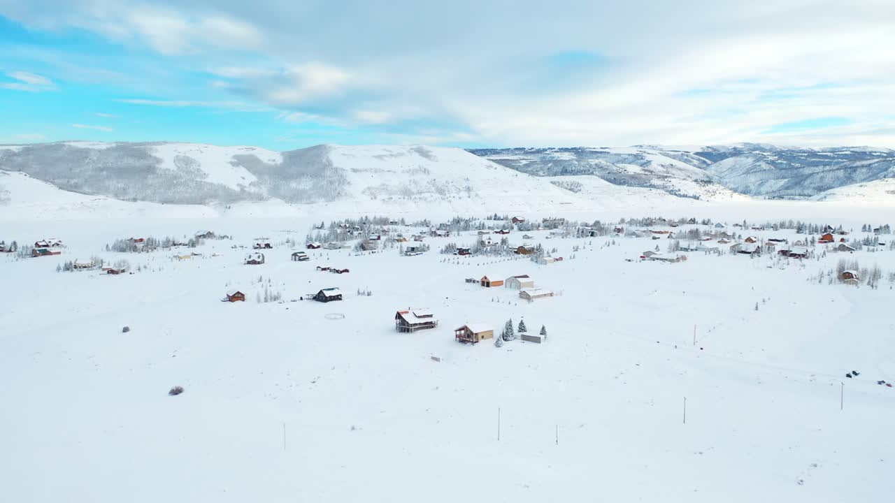 Aerial shot of the Natural Beauty and Lifestyle of Utah's Snowy Mountains