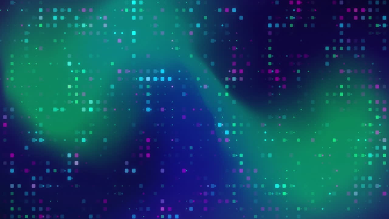 Animation of glowing neon lights moving over pattern background