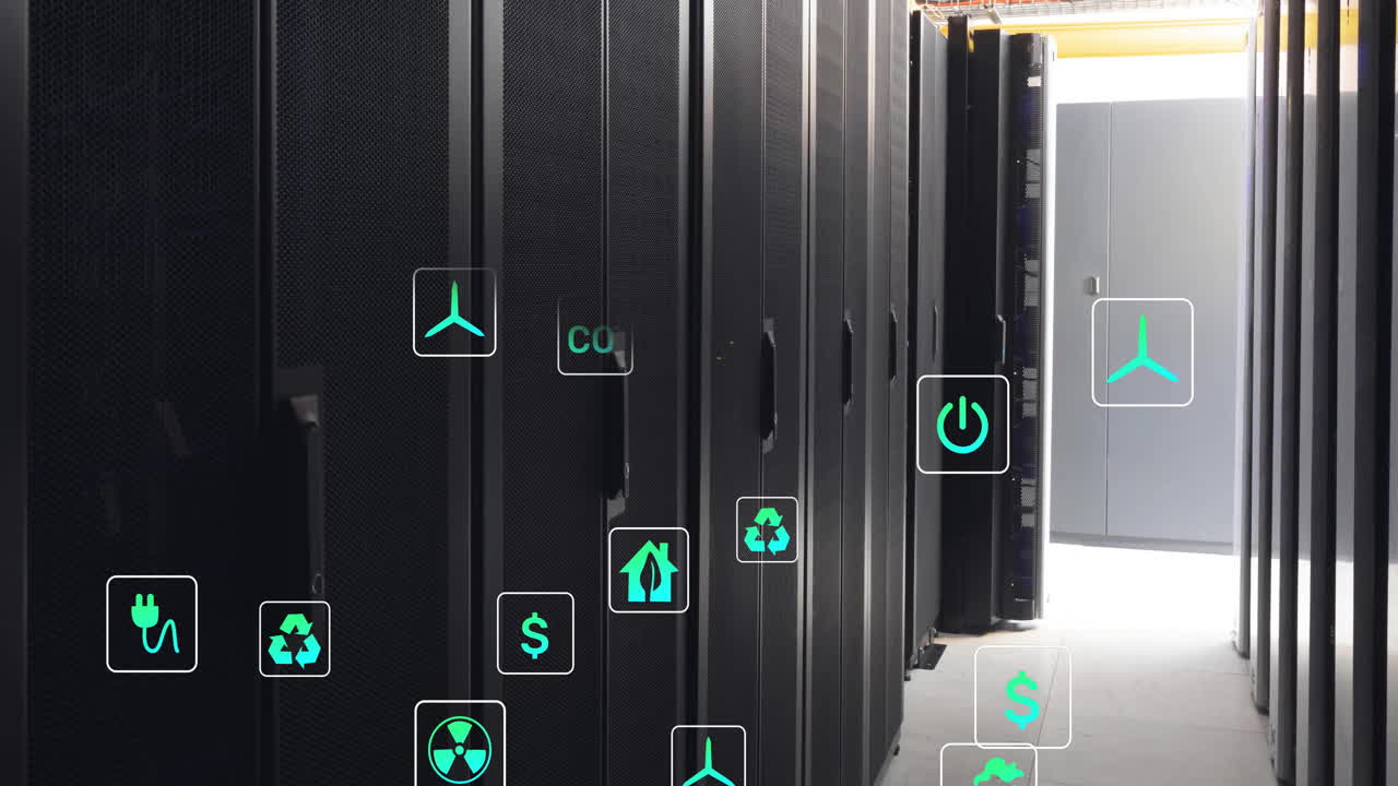 에코 아이콘의 애니메이션 및 컴퓨터 서버를 통해 데이터 처리