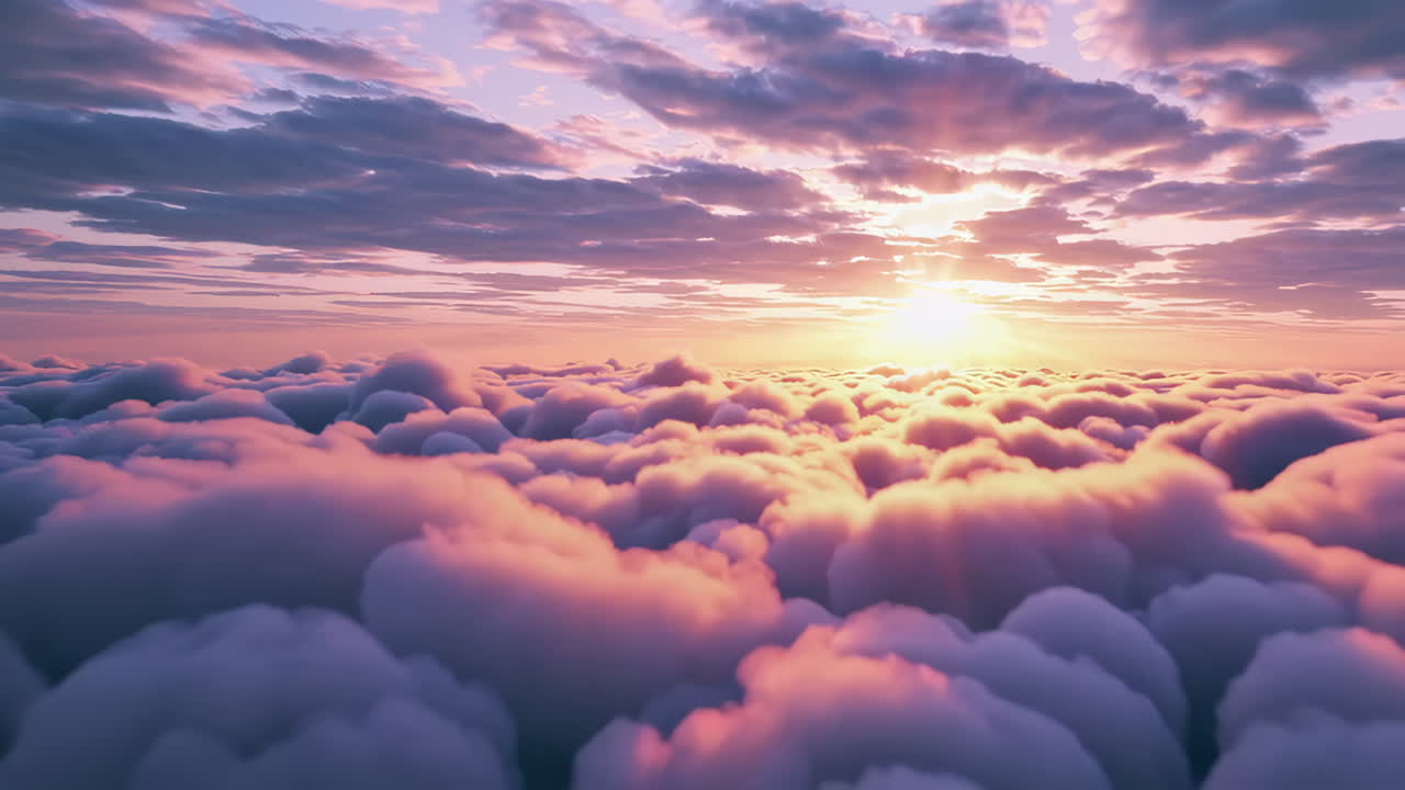 puesta de sol sobre un mar de nubes