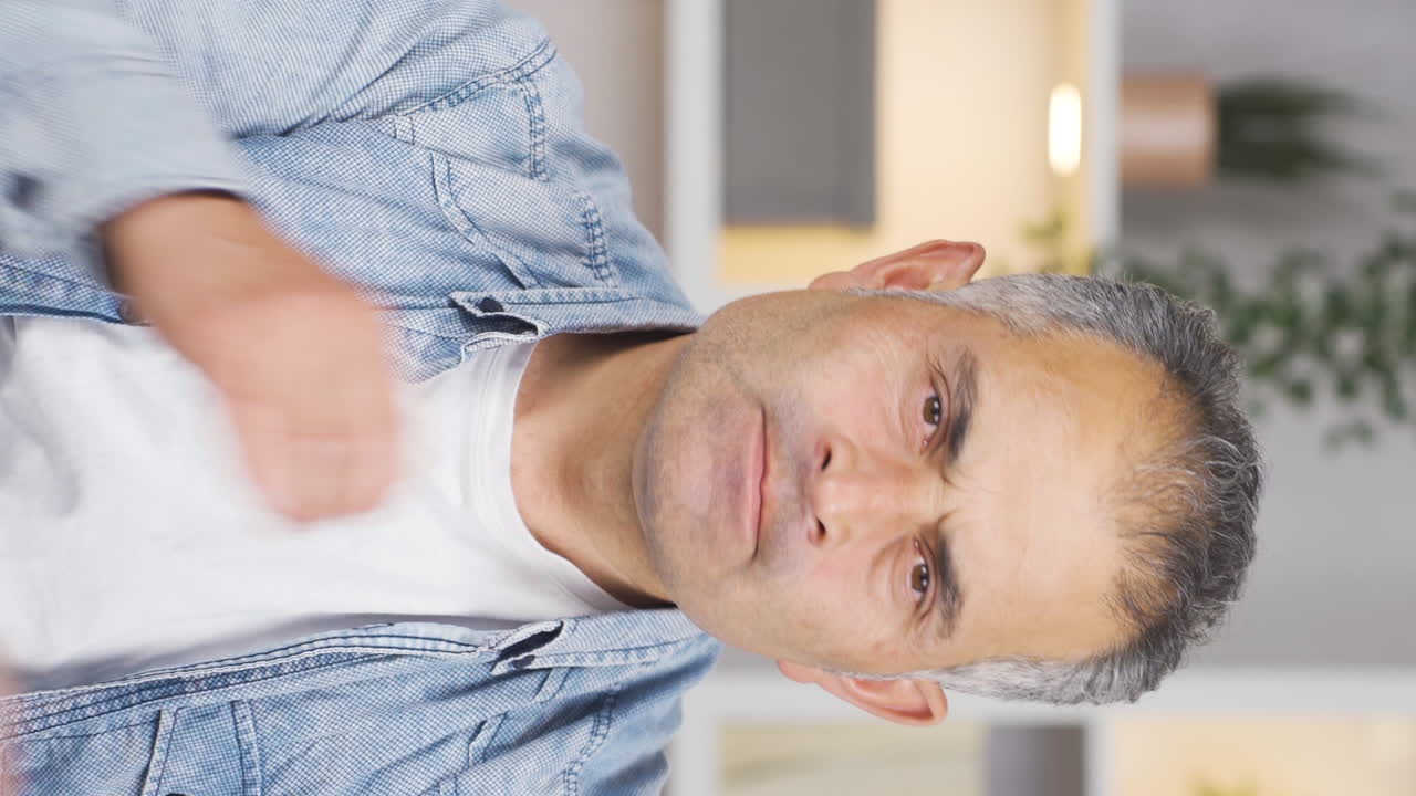 вертикальное видео человека, кусающего ногти.