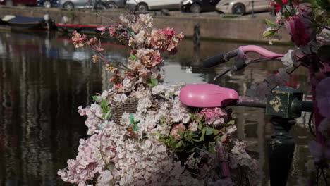 street art installation, flower bicycle in amsterdam, close up