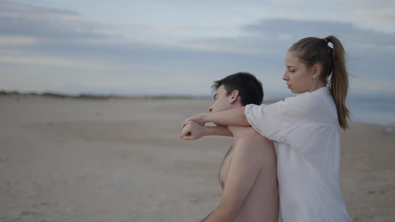 Couple enjoying a relaxing massage on the beach