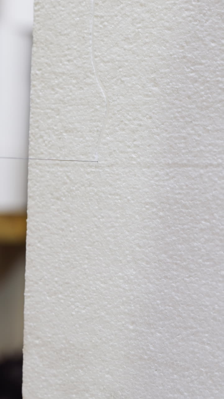 Textured detail of precision-cut white polystyrene foam for packaging