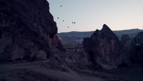 hot air balloons over cappadocia at sunrise