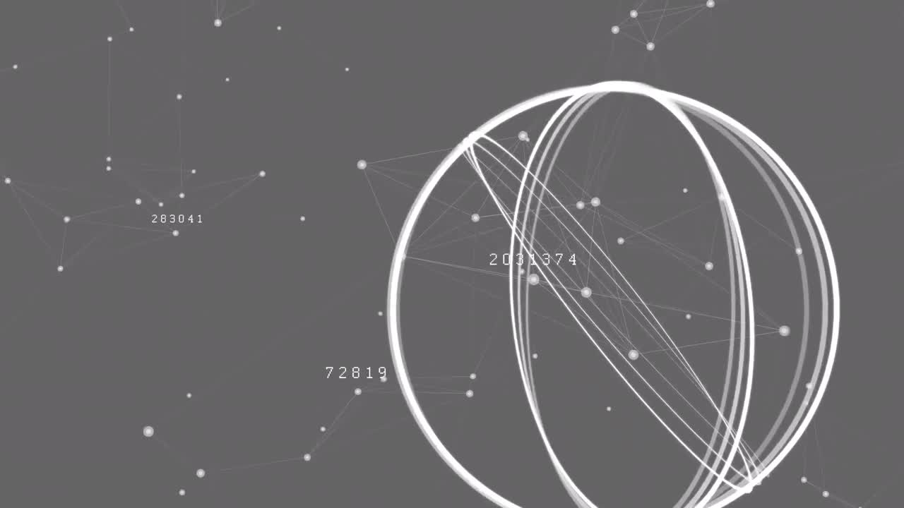 연결 네트워크를 통해  ⁇ 색 원의 애니메이션과 검은색 배경의 데이터 처리