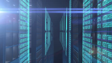 animación del procesamiento de datos a través de servidores informáticos