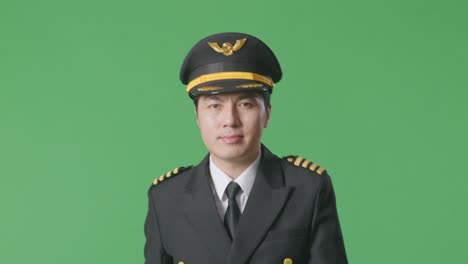 pilot in uniform on green screen