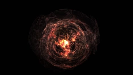 animation of abstract round luminous object. the color of the energy wave is orange.