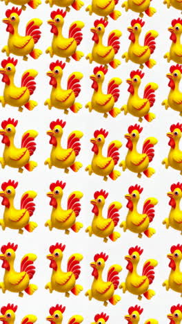 repeated pattern of yellow roosters on white background