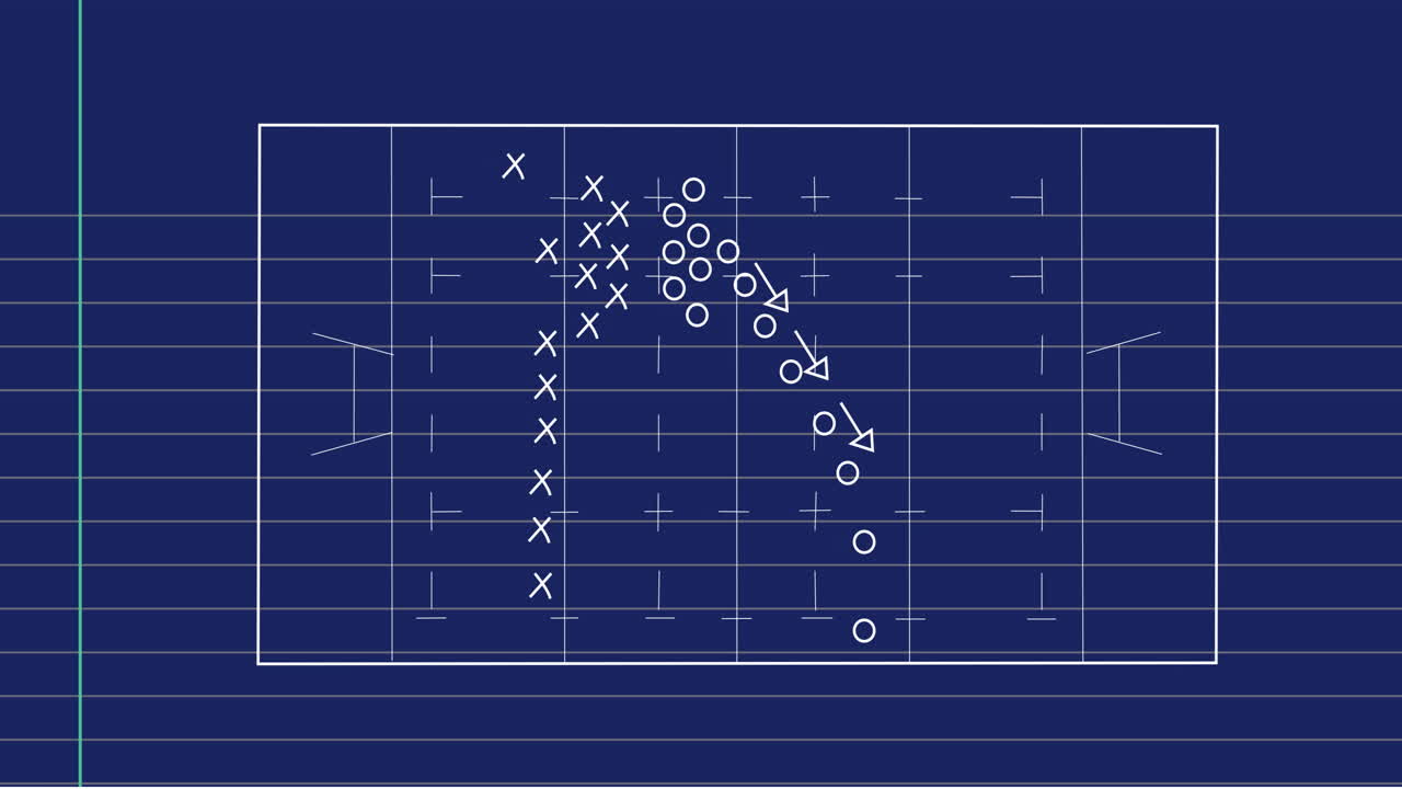 파란색 배경에 선으로 게임 계획의 애니메이션