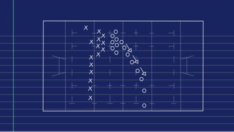 animation of game plan on blue background with lines