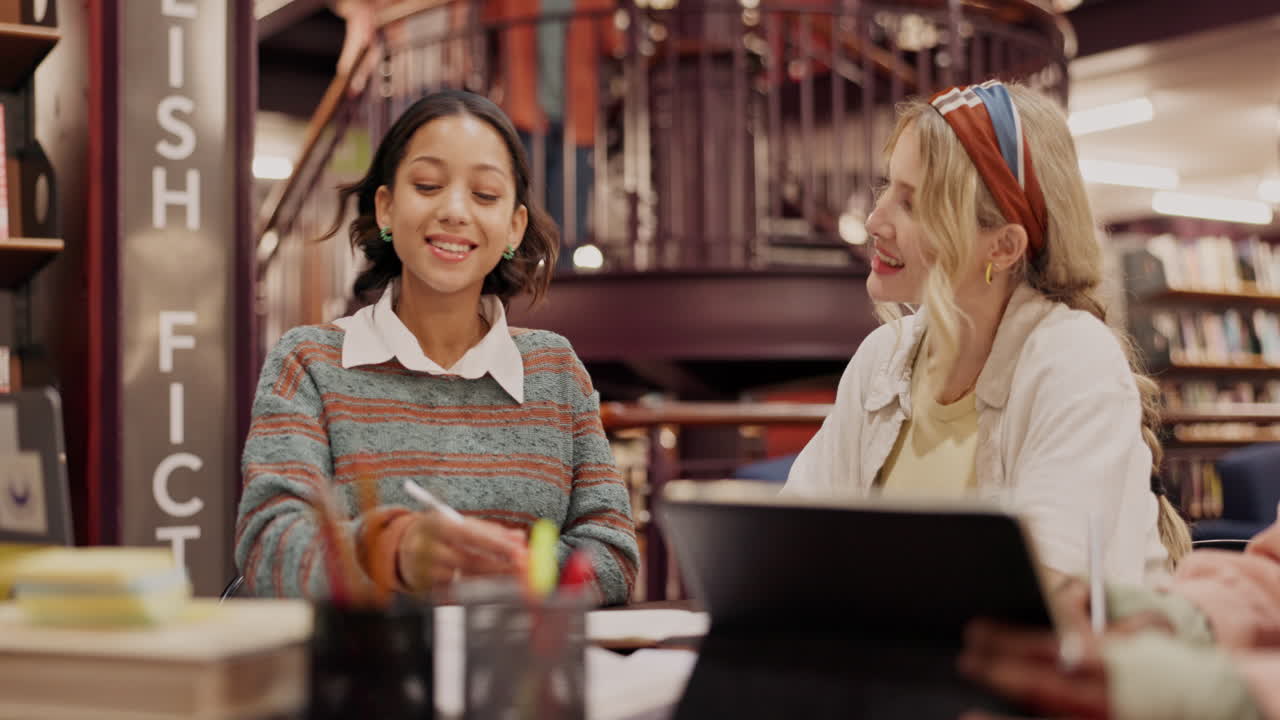 도서관에서 협력하는 학생들