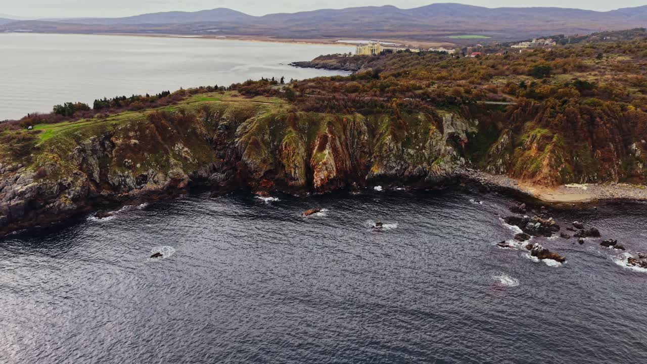 Stunning aerial view of rugged coastline in Bulgaria captured by drone