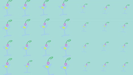 animation of multiple drinks over blue background